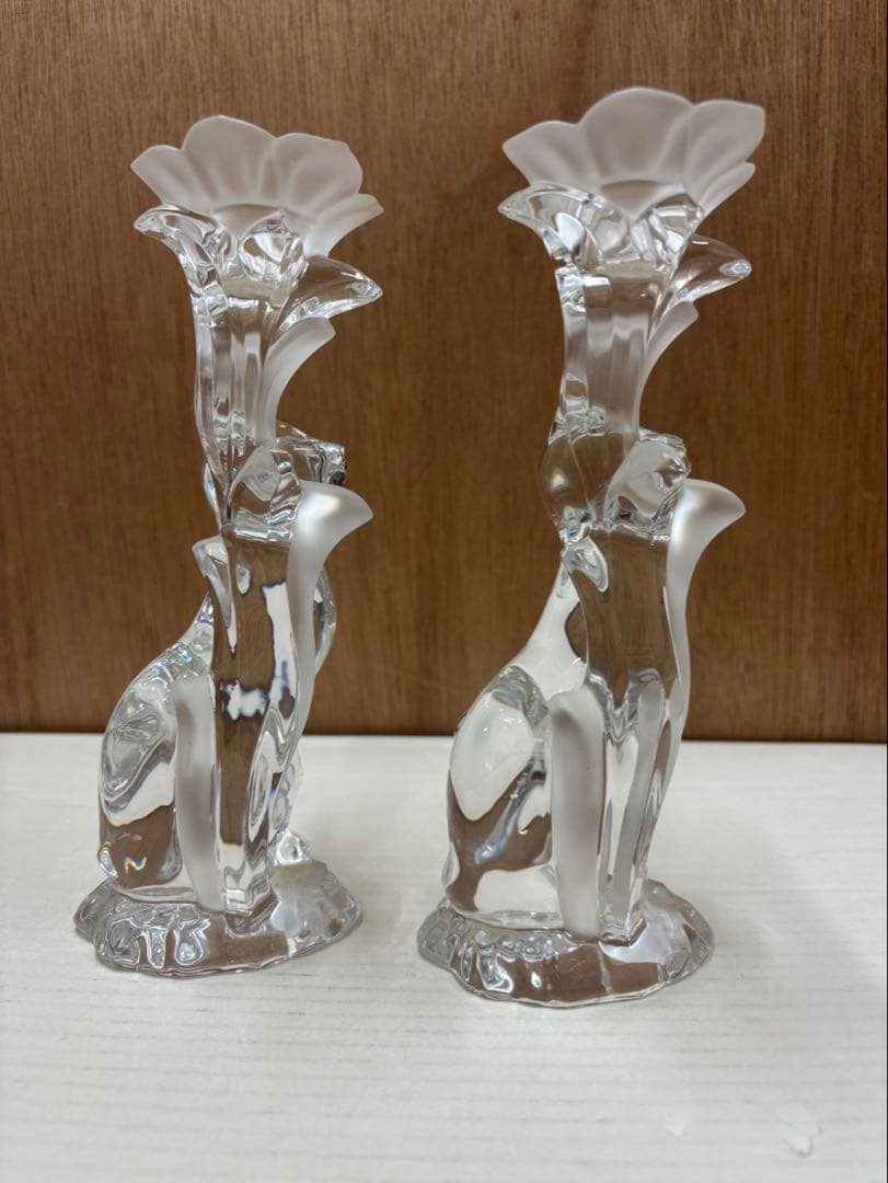 猫のクリスタル キャンドル ホルダー