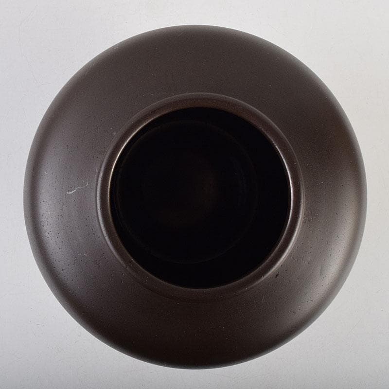 般若勘渓造　鋳銅　昌龍刻　志波彦神社・鹽竈神社絵　花瓶　共箱　N　R9397H