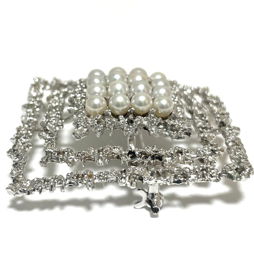 美品✨田崎真珠　TASAKI タサキ パール　ブローチ　コサージュ　スクエア