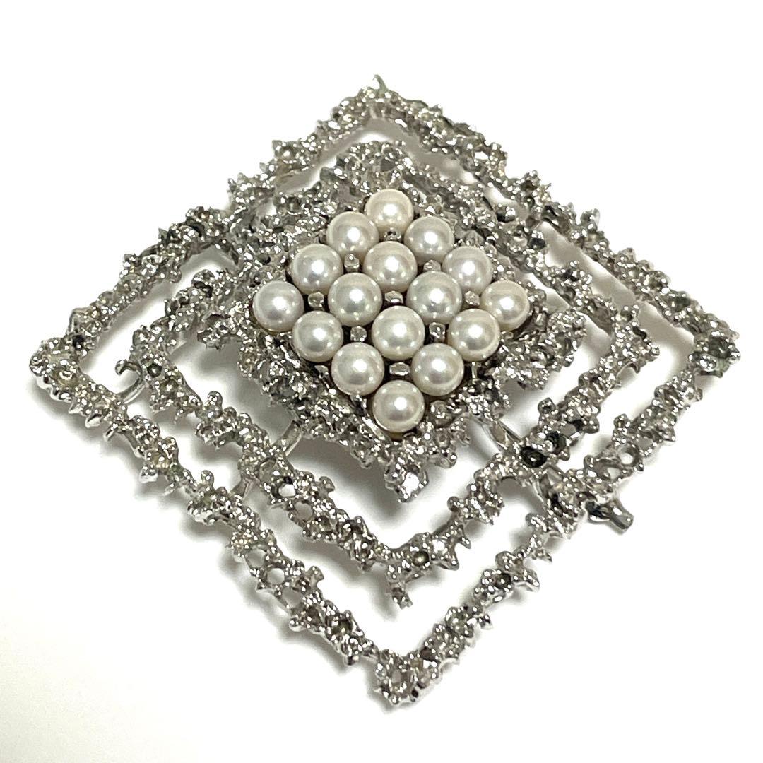 美品✨田崎真珠　TASAKI タサキ パール　ブローチ　コサージュ　スクエア