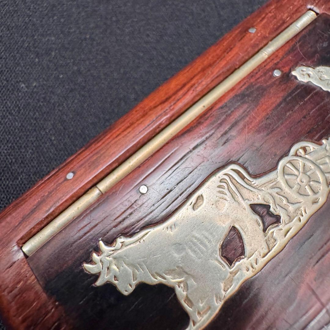 アンティーク　スナッフボックス 嗅ぎタバコ入れ 象嵌装飾　銀　シルバー F657