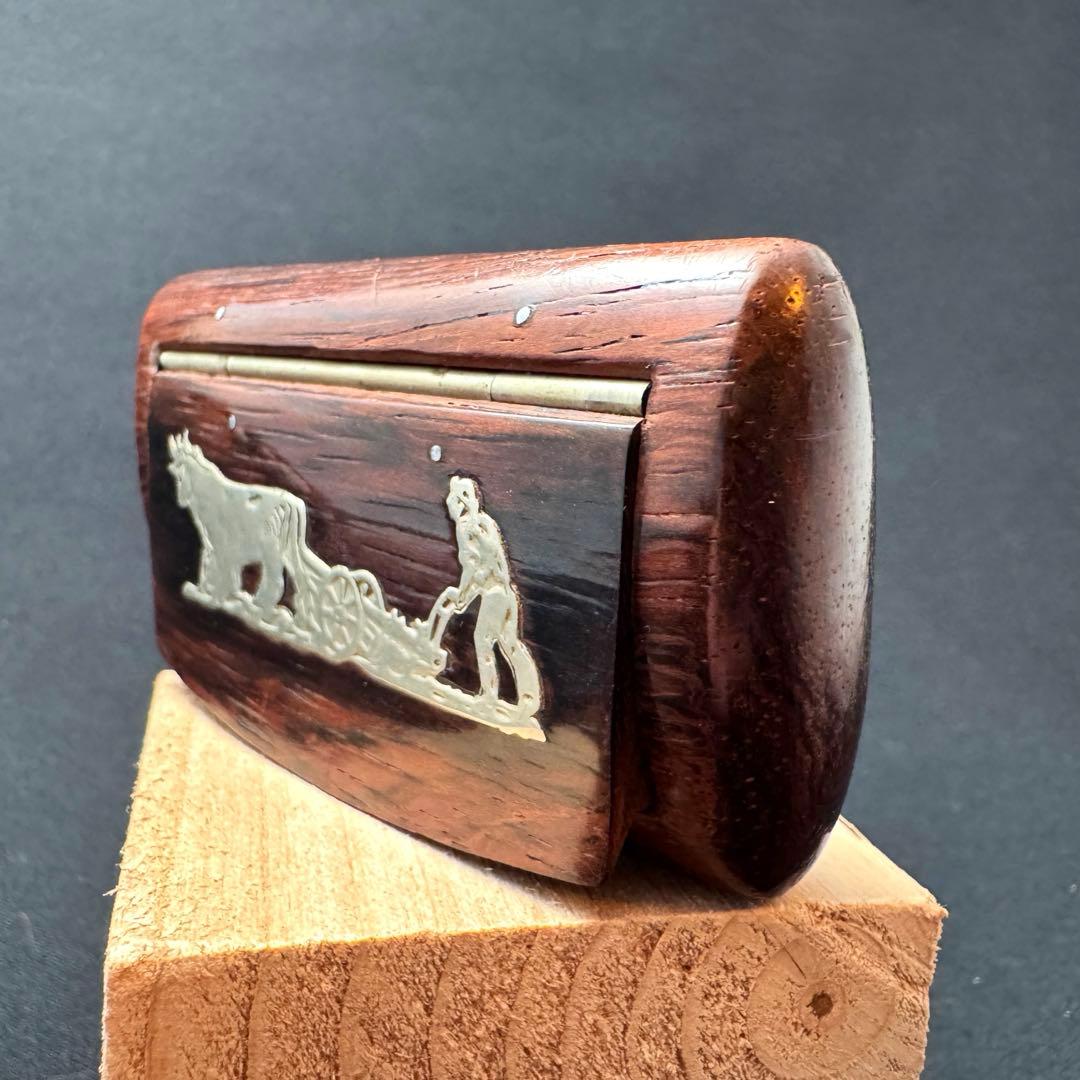 アンティーク　スナッフボックス 嗅ぎタバコ入れ 象嵌装飾　銀　シルバー F657