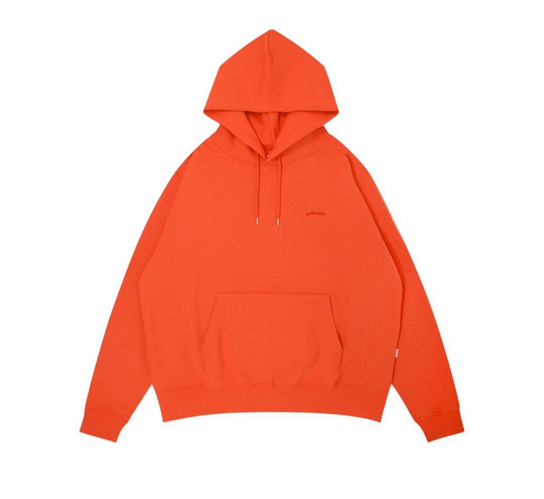 オレンジ ネイビー パーカー フロントポケット付き