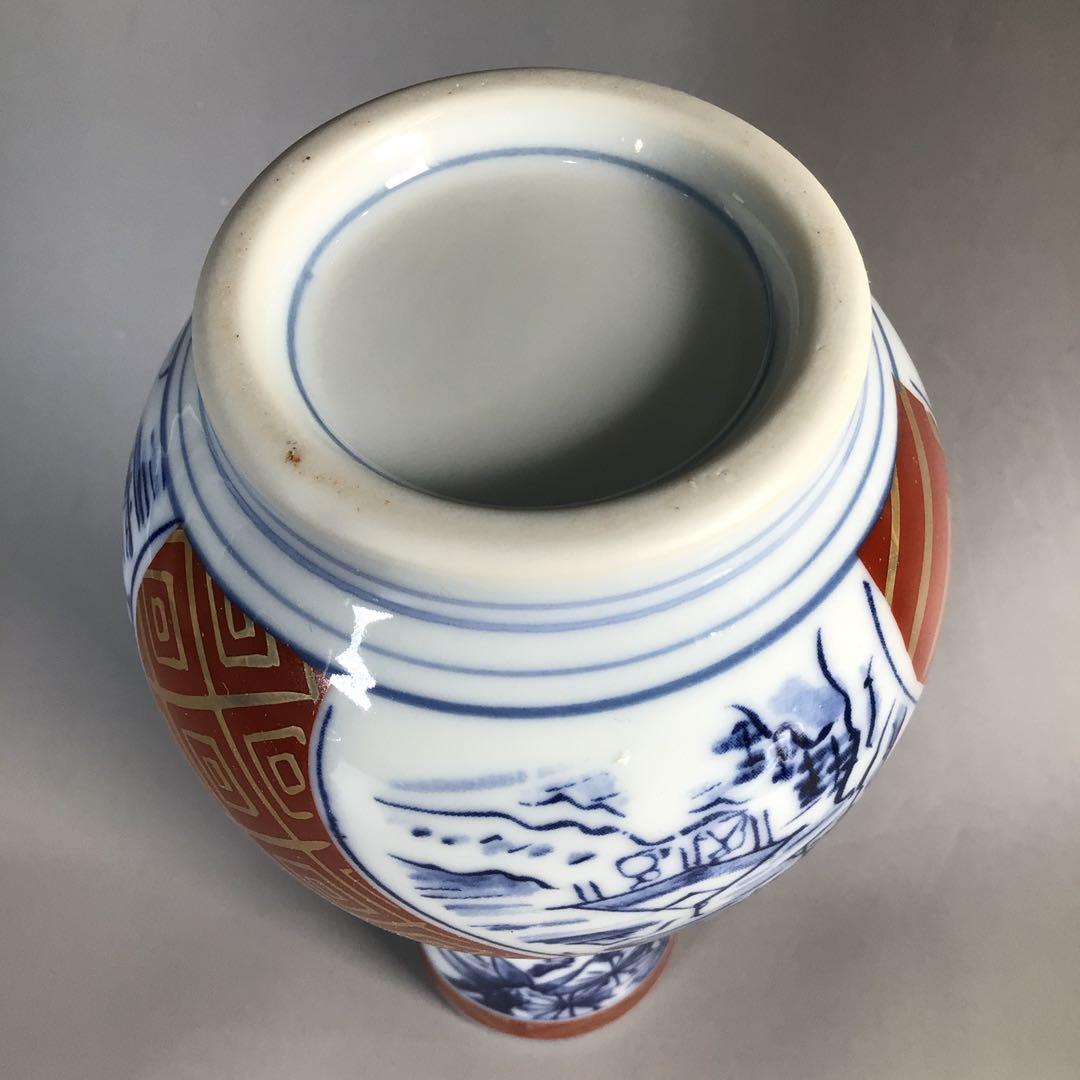 Ｎ７１　皆具　『清宝造』『染付金蘭手山水文』『水指　建水　蓋置　杓立』　共箱