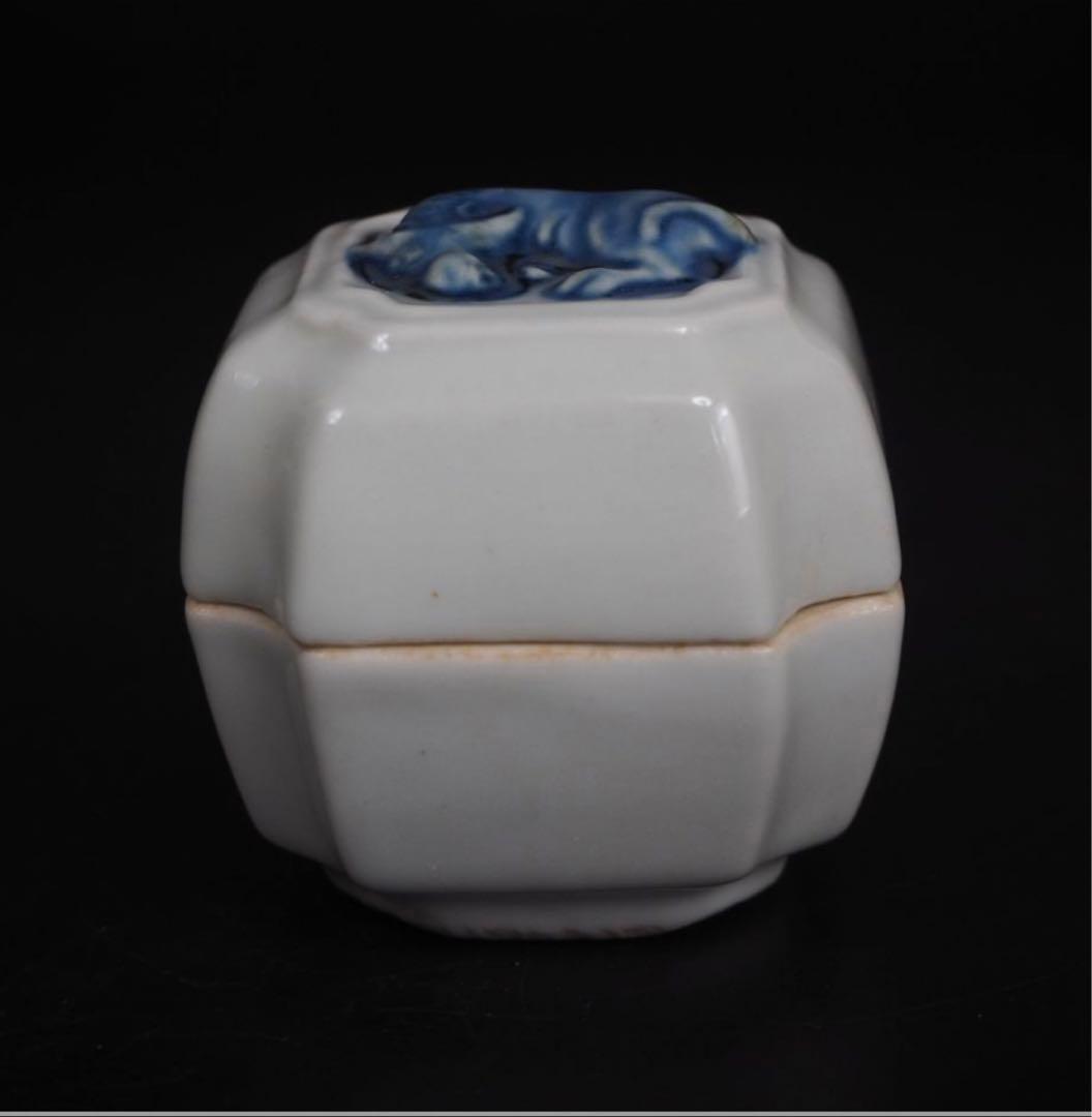 送料無料　篩月庵　三浦竹泉造 青華牛香合　共箱・共布　茶道具華道具