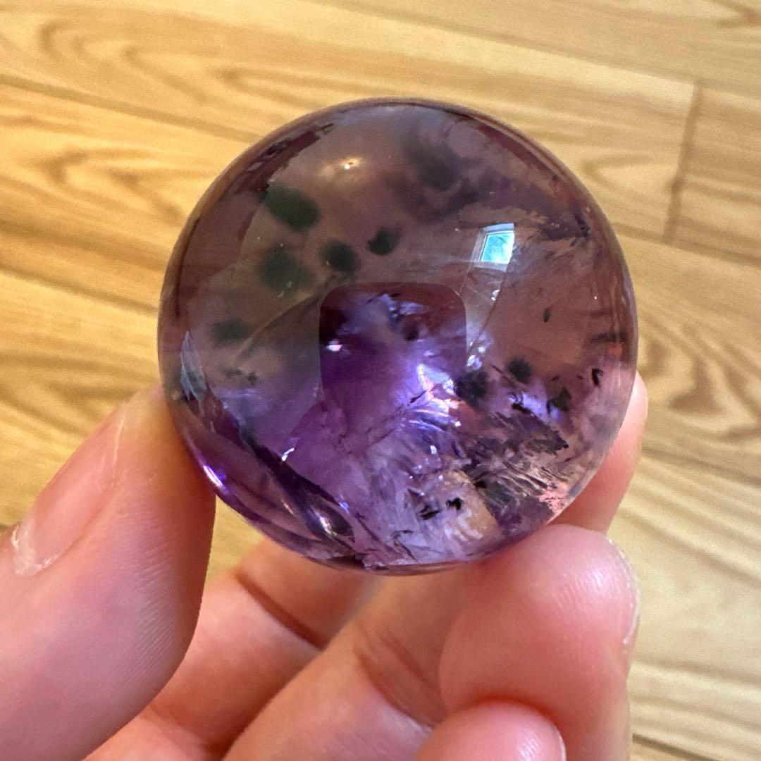 アメシスト　スフィア　高品質　ホーランダイト　虹　ファントム
