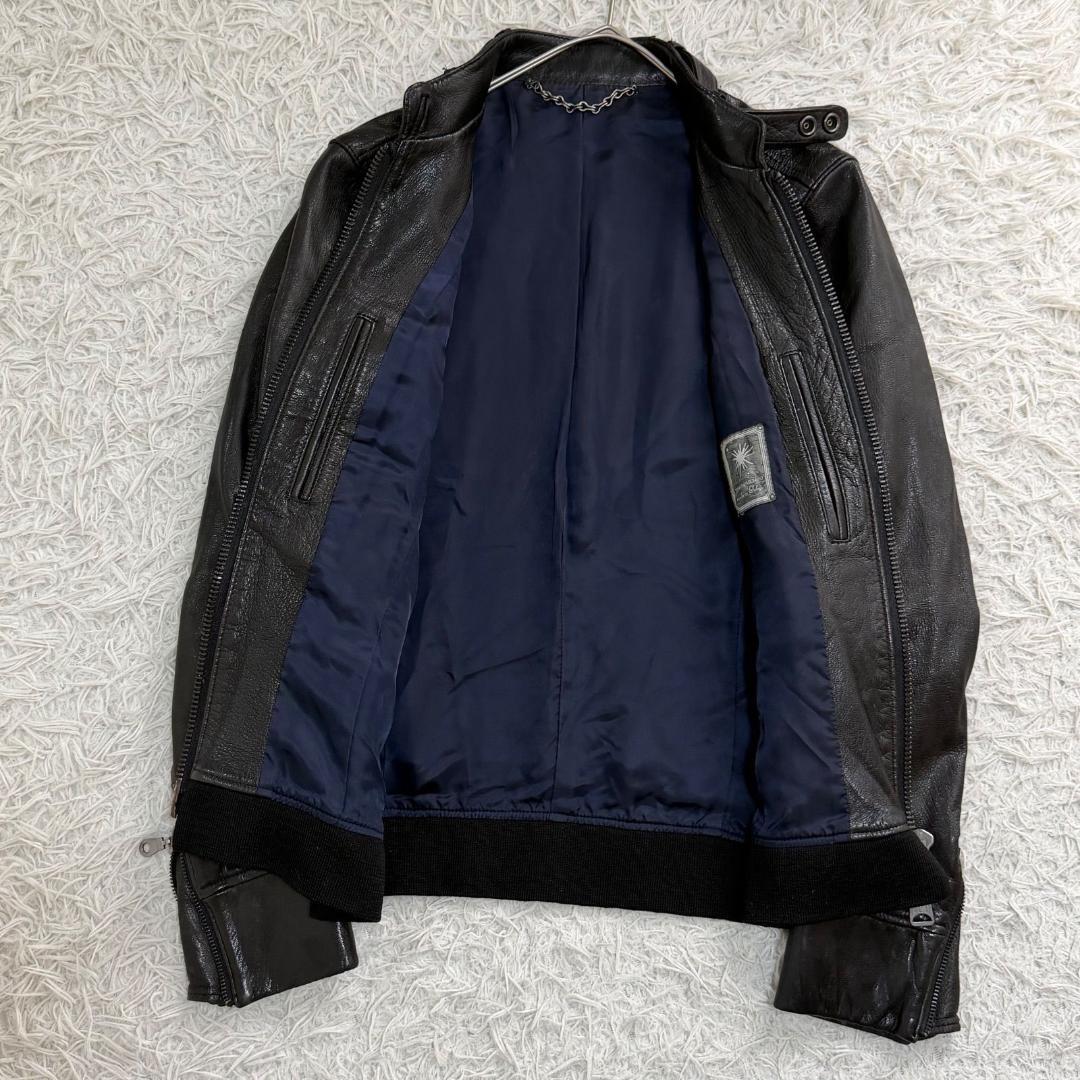 17094✨ミハラヤスヒロ シングルライダースジャケット ディアスキン ブラック