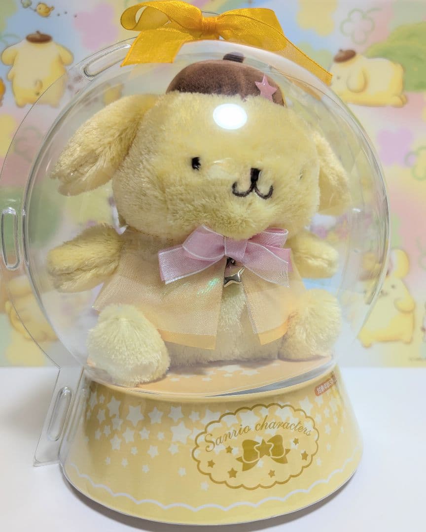 ポムポムプリン　ぬいぐるみ　ドームケース入り