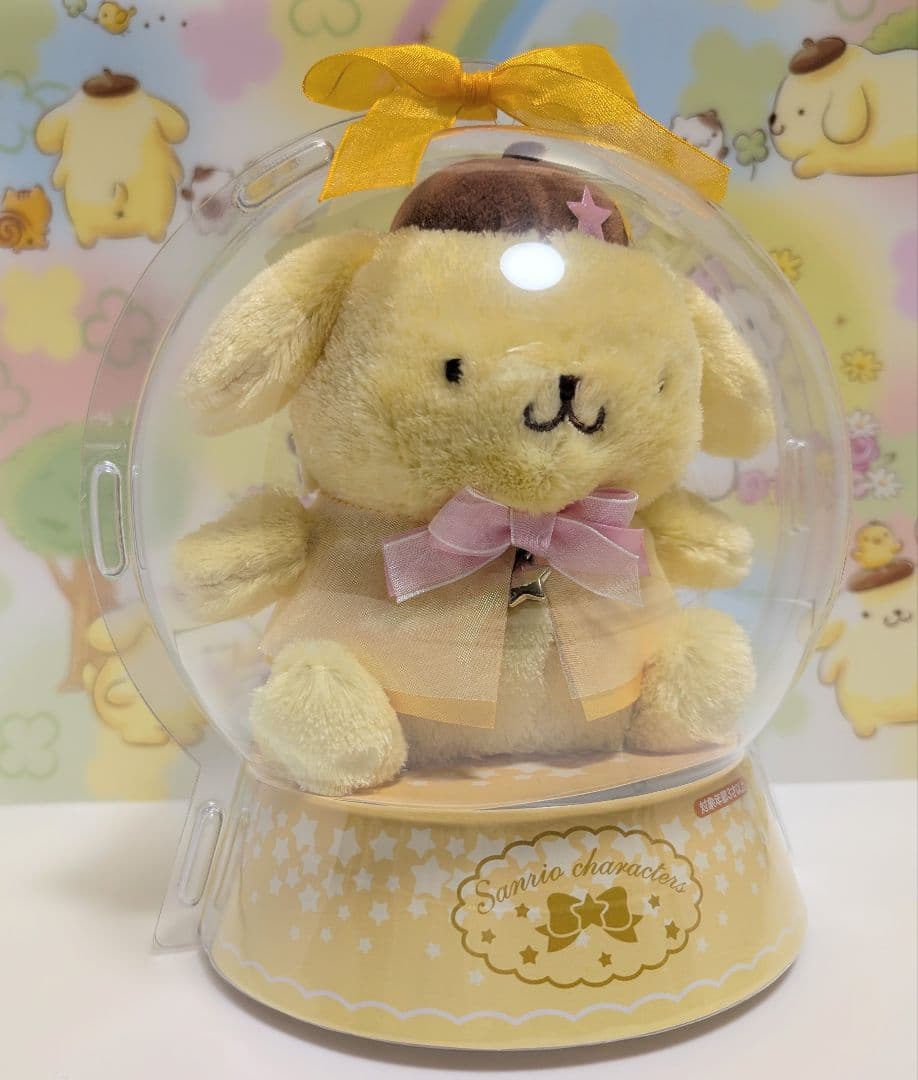 ポムポムプリン　ぬいぐるみ　ドームケース入り