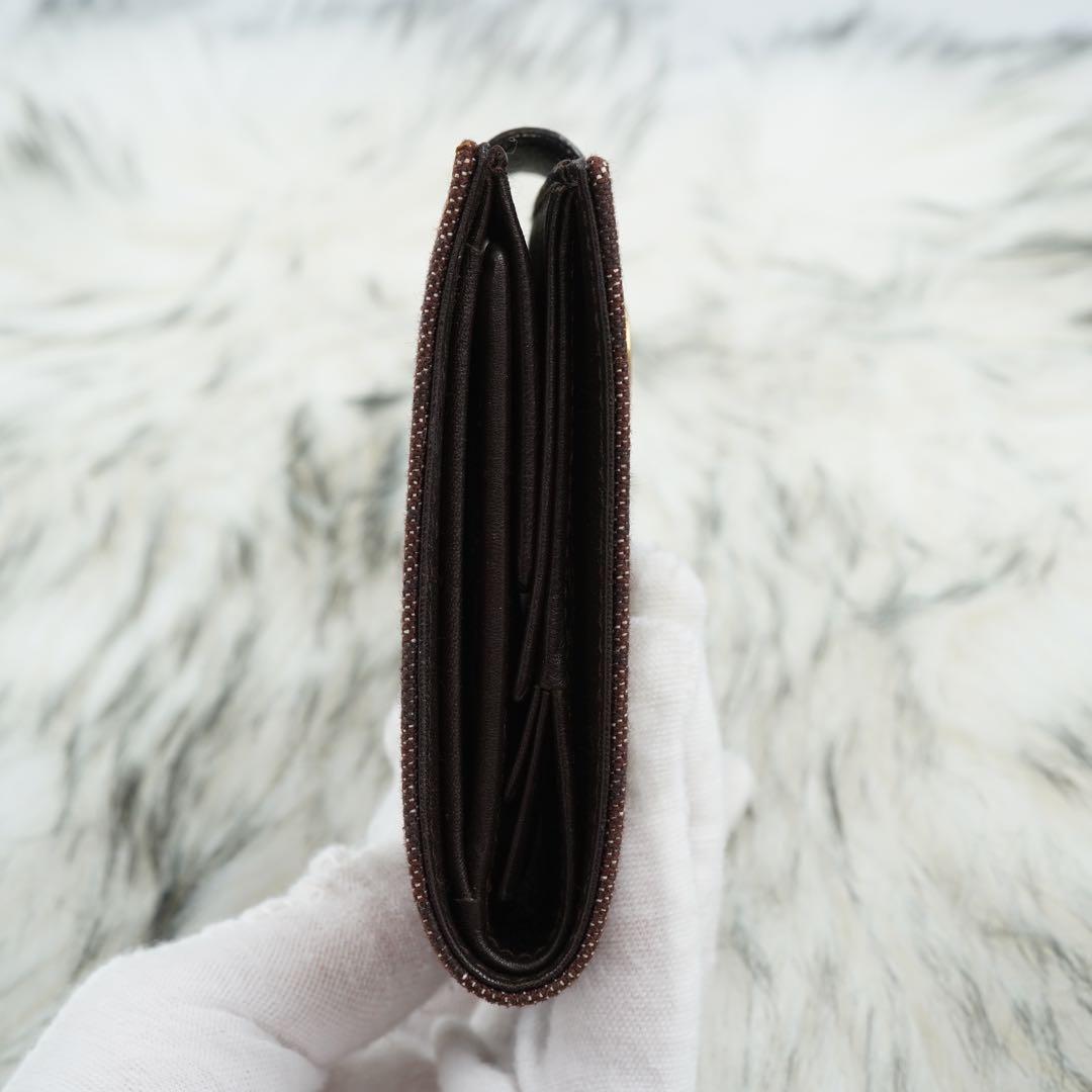 未使用品　BVLGARI ブルガリ　二つ折り財布　レザー×キャンバス　ロゴボタン