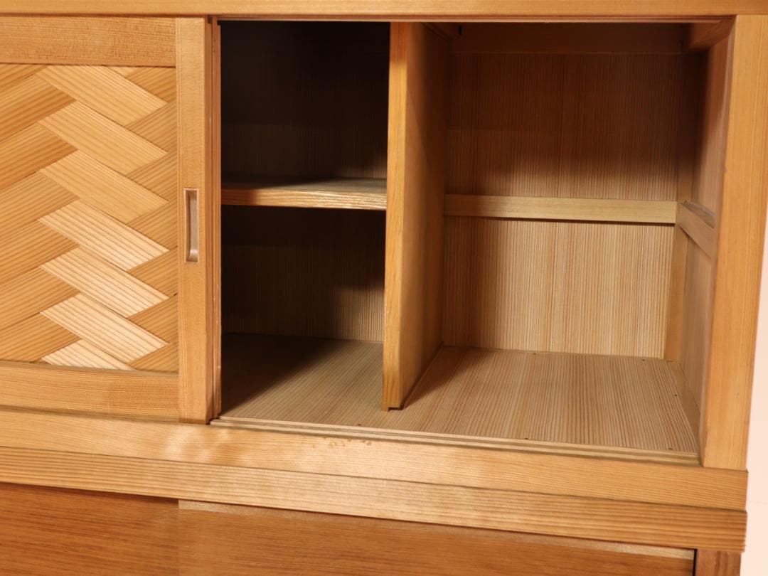 BK240　茶道具　置水屋　箪笥　茶箪笥　網代扉　煎茶棚　2段