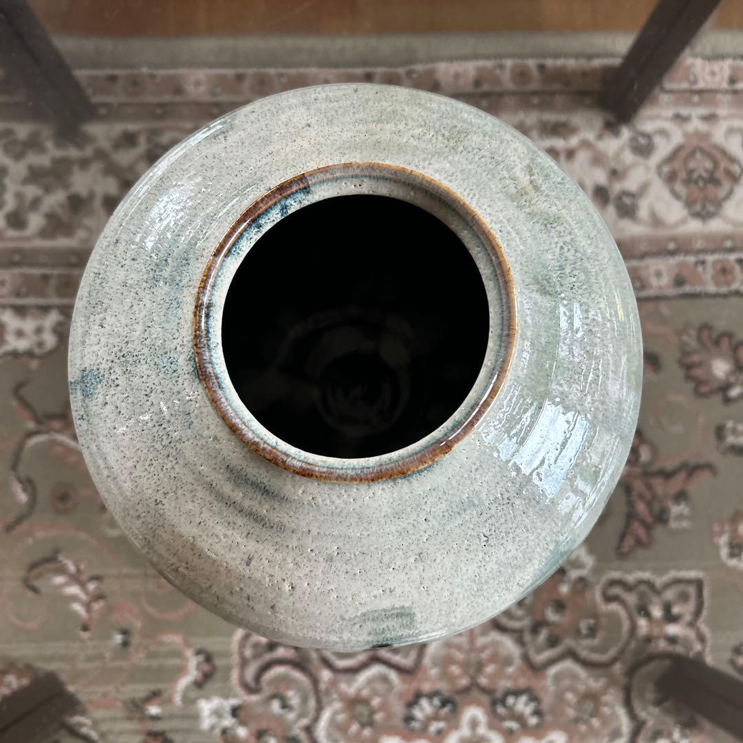 未使用品【日展国宝作家芝山吉邦　白黒釉花瓶 共箱 】貴重素晴らしいコレクション