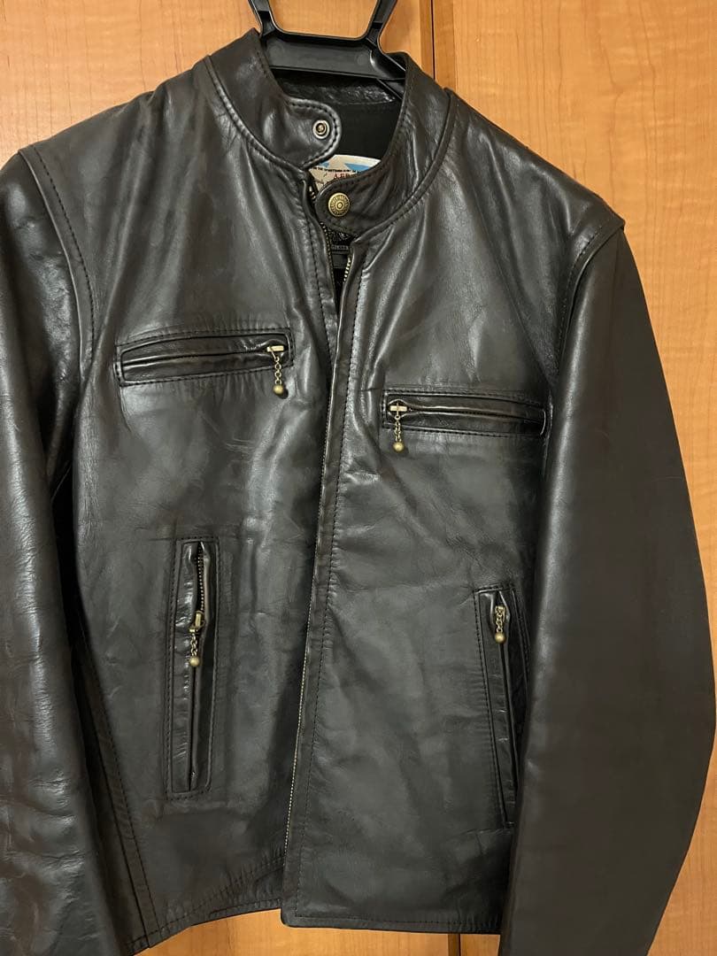 AERO LEATHER CO. 本革シングルライダースジャケット 34