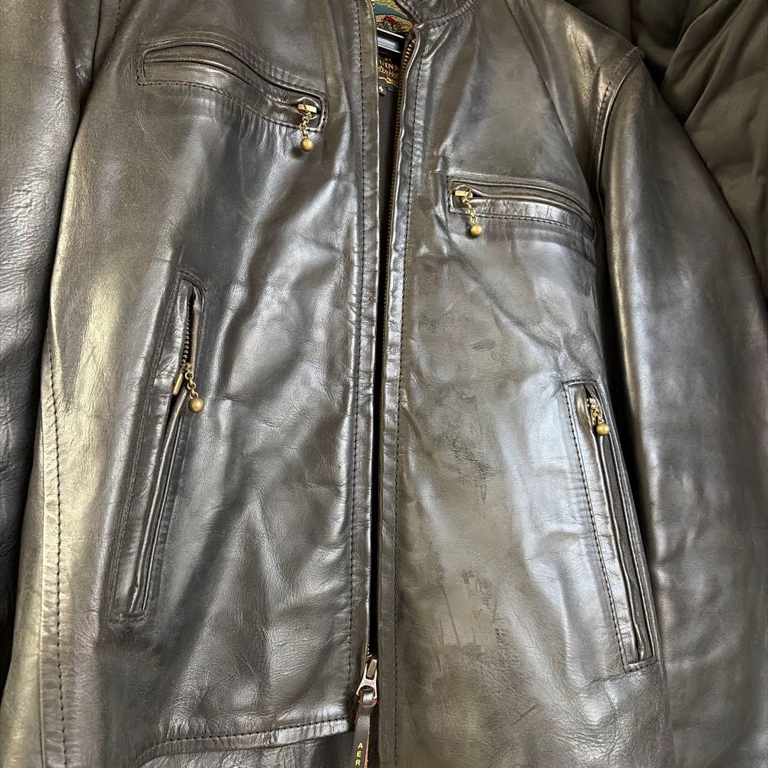 AERO LEATHER CO. 本革シングルライダースジャケット 34