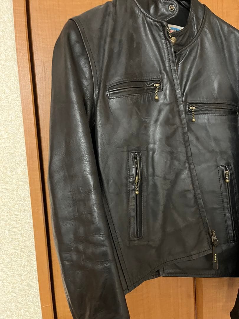 AERO LEATHER CO. 本革シングルライダースジャケット 34