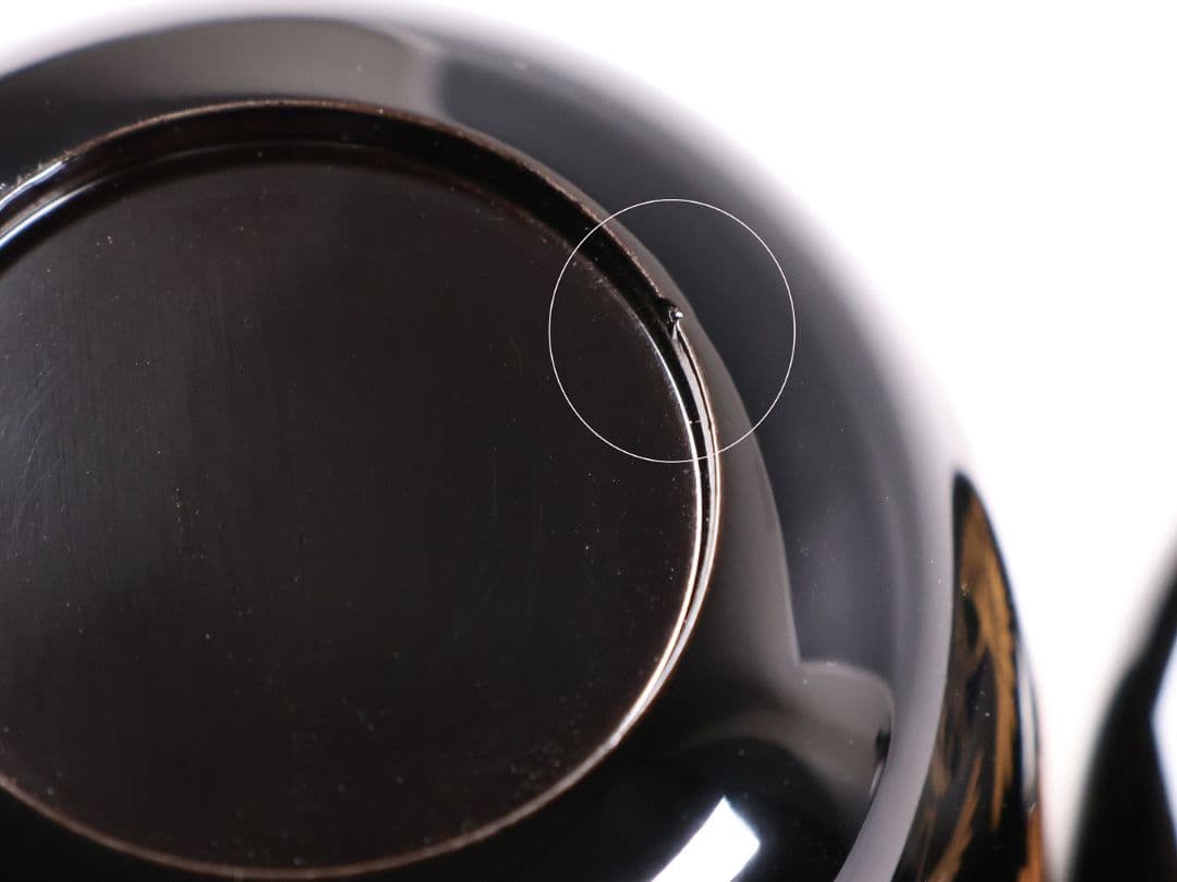 茶道具 新井司平「松喰鶴蒔絵」大棗 尋牛斎・書付 金蒔絵 木製【MA869】