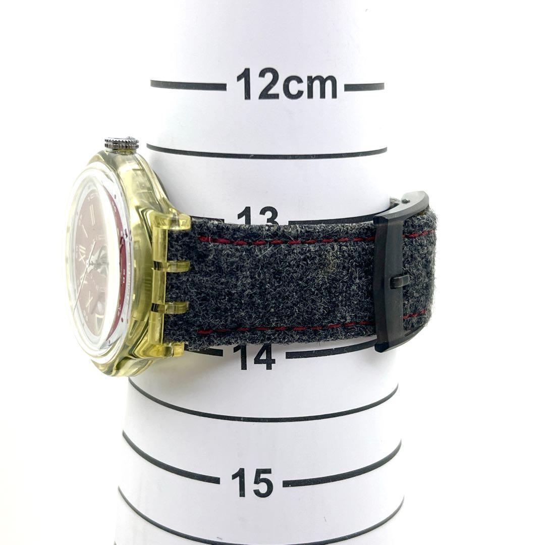 【希少】スウォッチ 自動巻き 23石 裏スケルトン 赤文字盤 腕時計 デイト