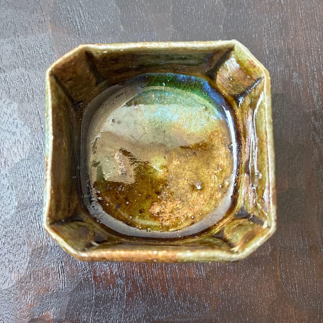 須賀保仲 織部 隅切四方 ぐい呑み