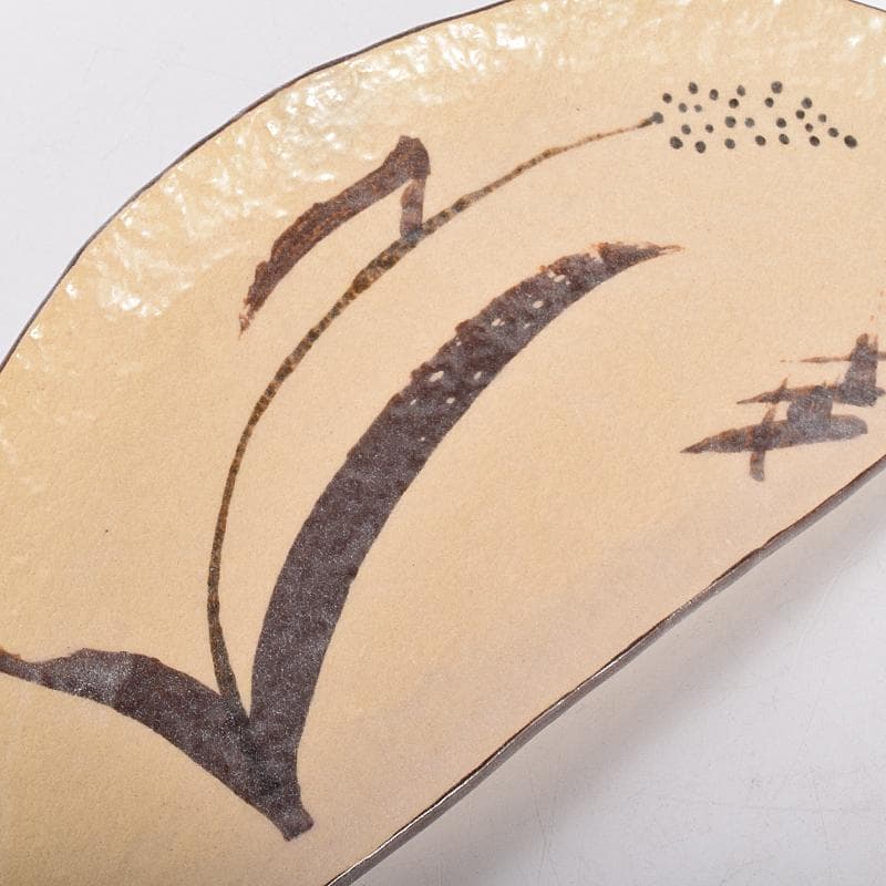 和食器　瀬戸焼　赤津焼　愛陶造　絵変わり　半月皿揃　五客　共箱　V　R7708