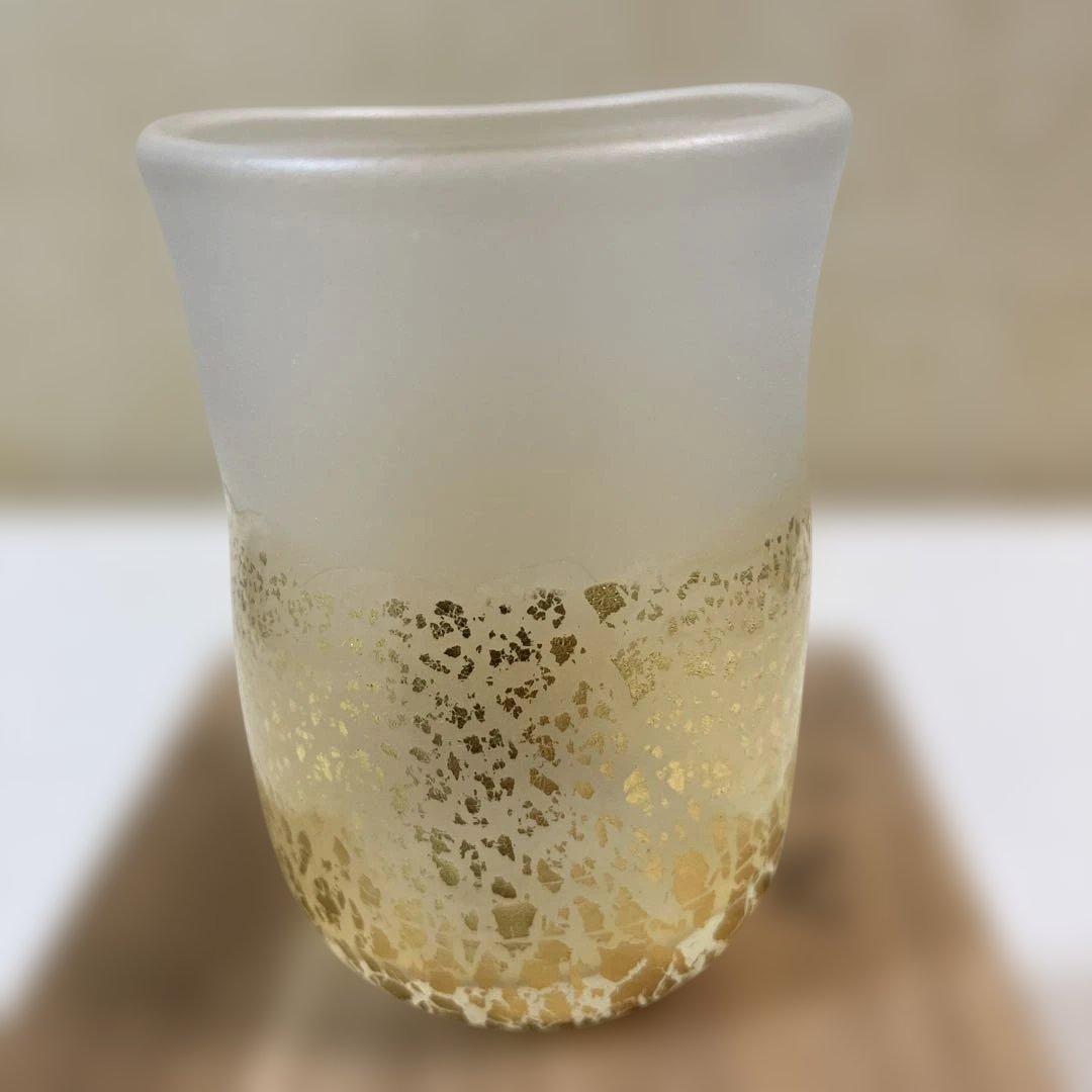 藤田喬平 手吹硬質金彩 ぐい呑み