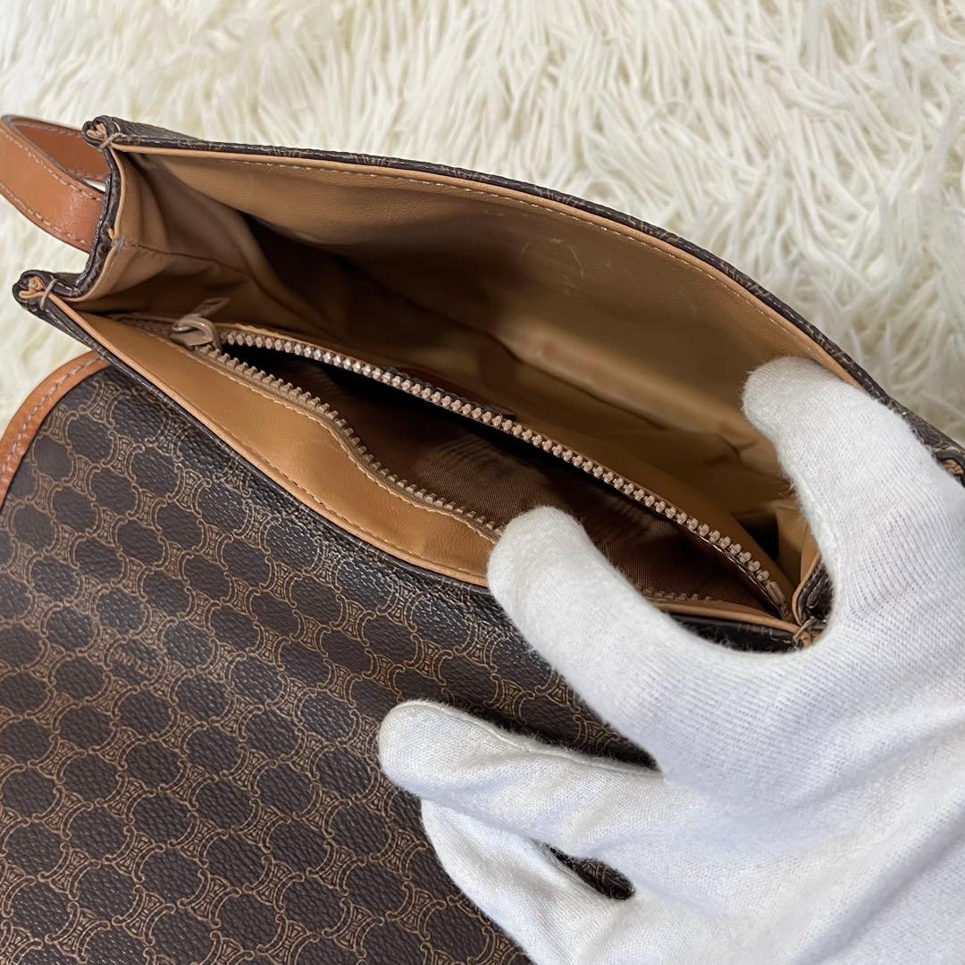 【極美品】セリーヌ ショルダーバッグ マカダム柄 フラップ PVC ブラウン