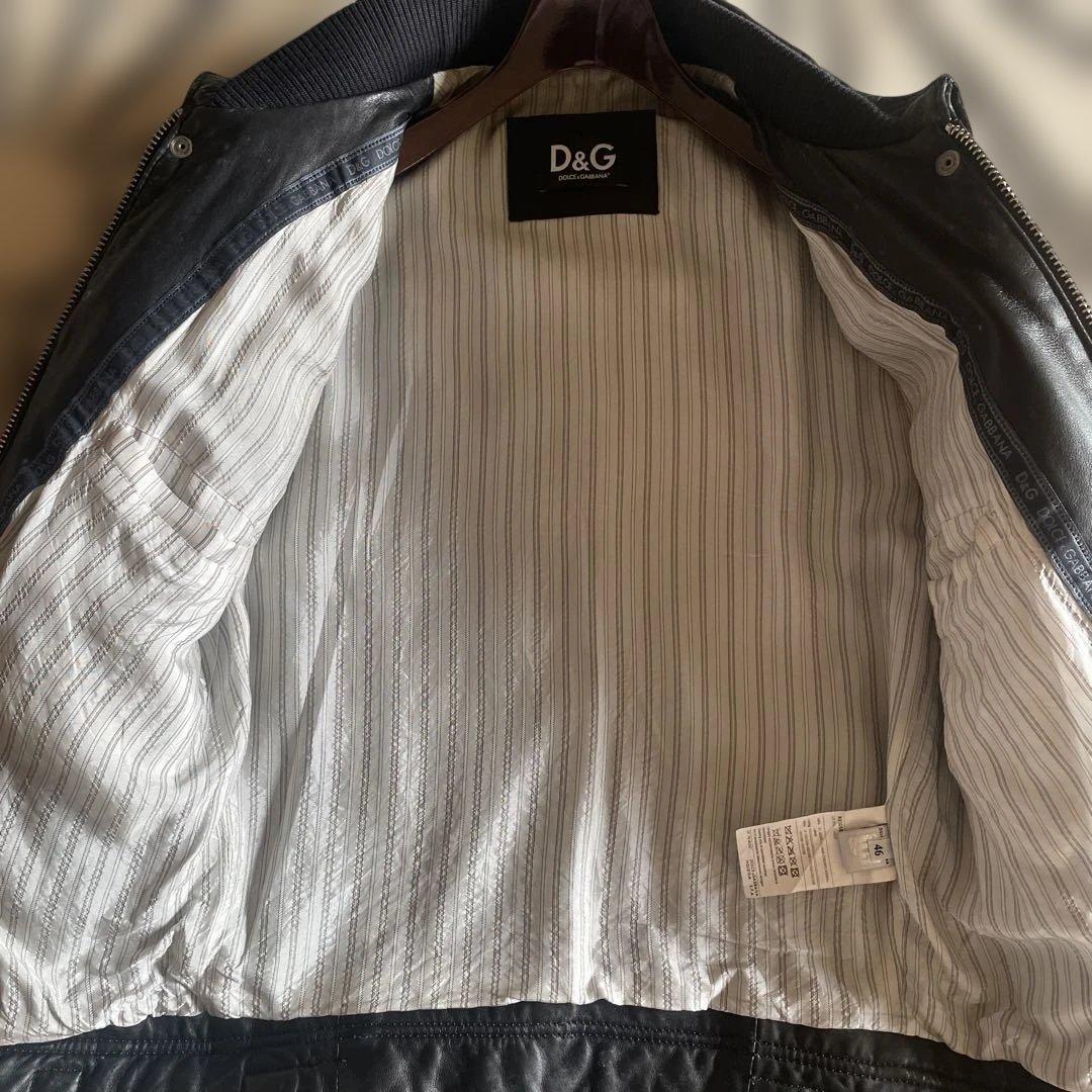 D&G ブラック レザー シングルライダースジャケット サイズ46