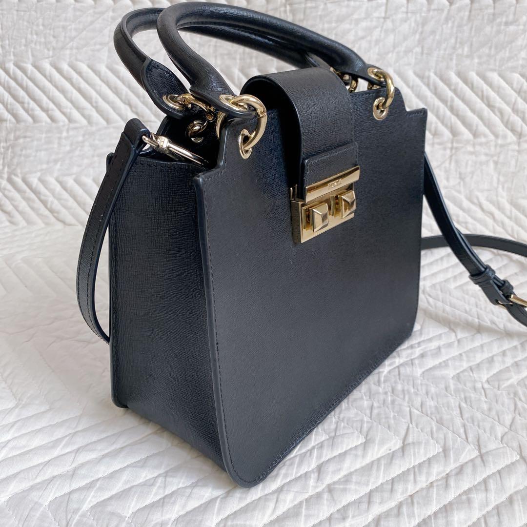【美品】FURLA ベラ サッチェル 2WAY ショルダー ハンドバッグ