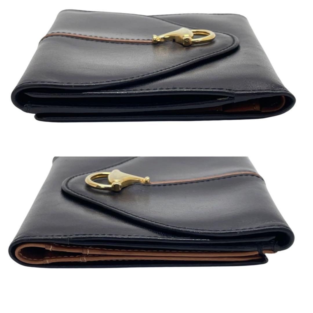 希少 GUCCI グッチ 折り財布 ブラック ホースビット オールド Wホック