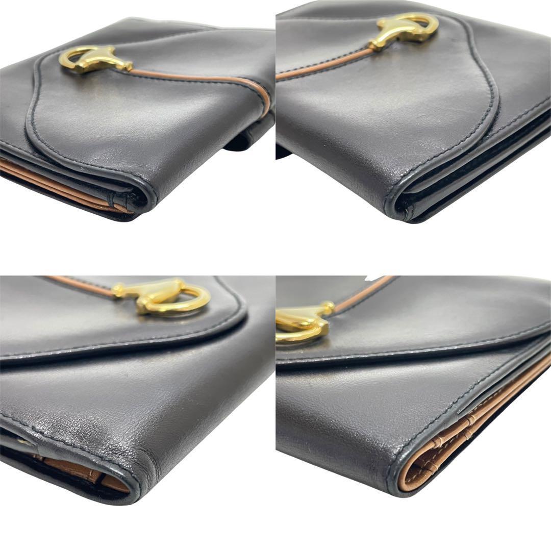 希少 GUCCI グッチ 折り財布 ブラック ホースビット オールド Wホック