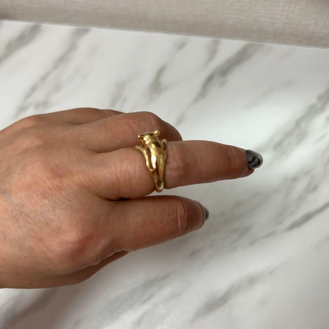 きなこ　猫モチーフリング ゴールド ベージュ