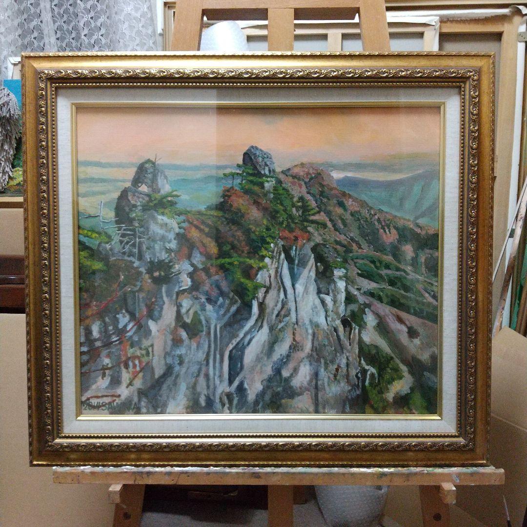絵画、アクリル画、F10号、岩山から見た紅葉の妙義山　佐原聖春