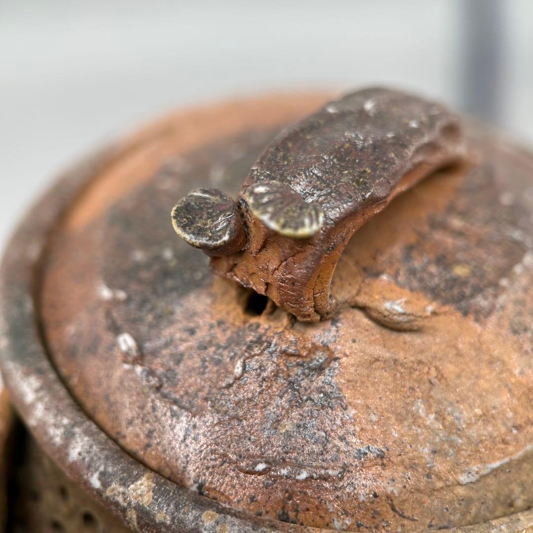 D佐藤苔助 備前焼宝瓶 霊芝手捻り人気作者 急須 共箱 共布 茶注 煎茶 茶道具