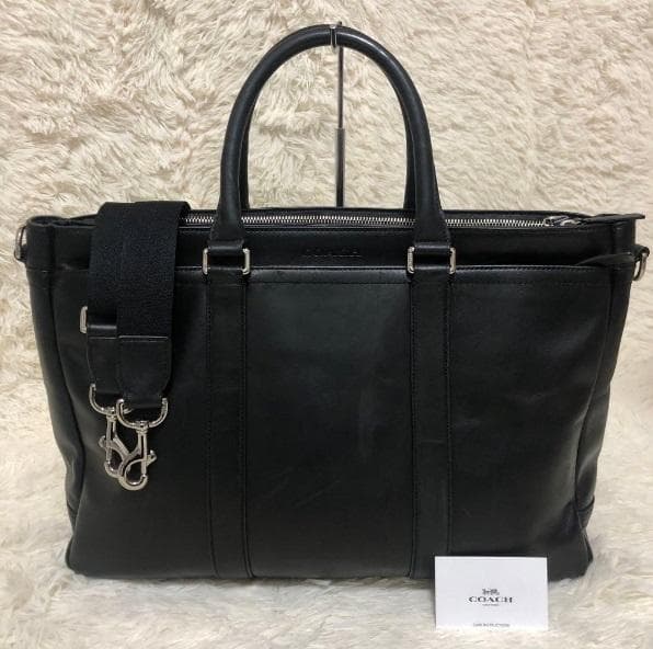 COACH コーチ F70916／2WAY オールレザーブリーフトートバッグ／黒