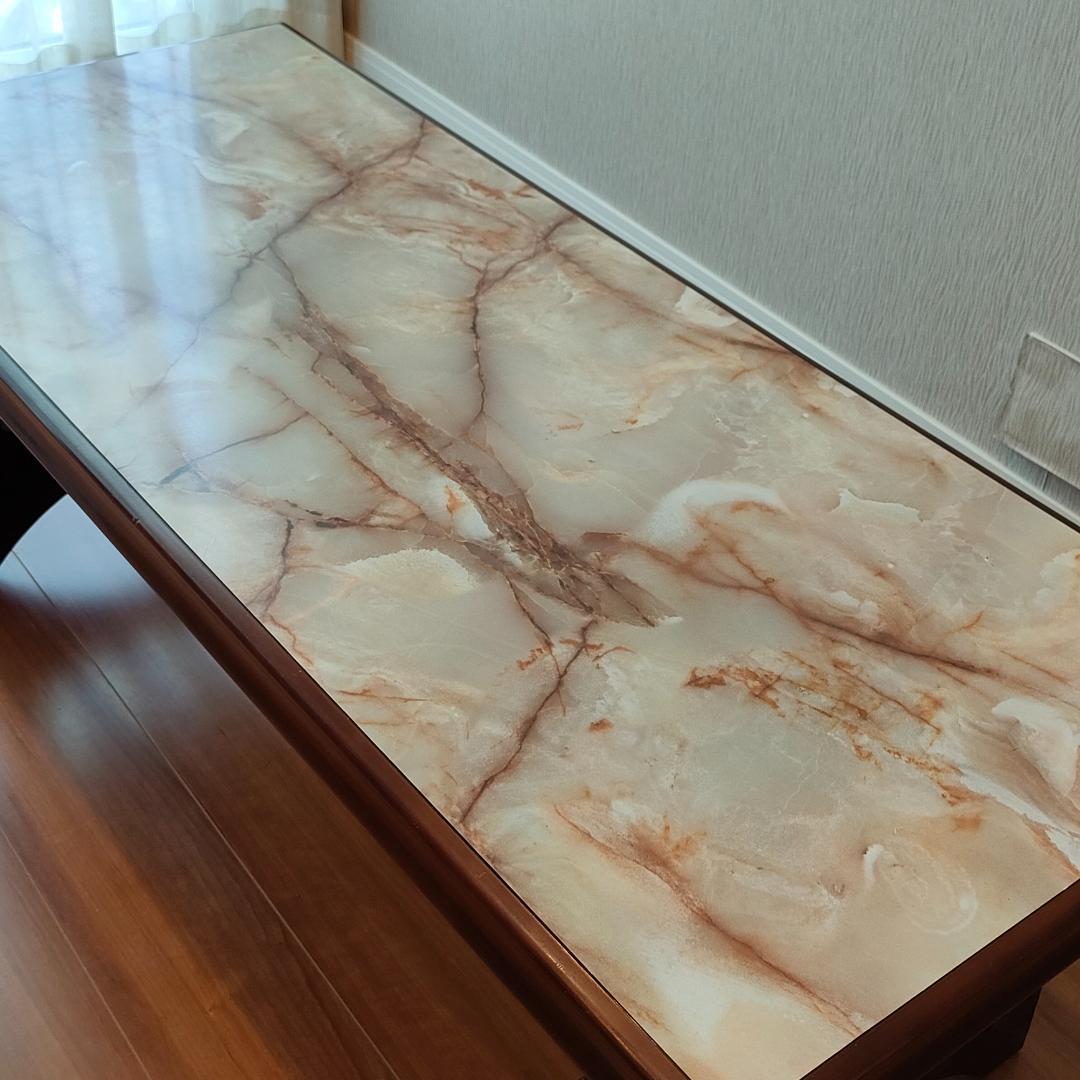 カリモク　センターテーブル　ヴィンテージ　大理石柄　木製