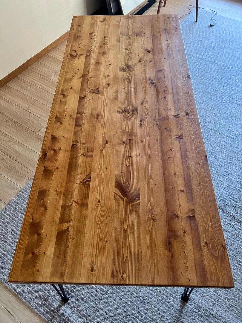 【渋谷区引き取り限定】幅160 LOWYA 無垢材 ダイニングテーブル　イス二脚