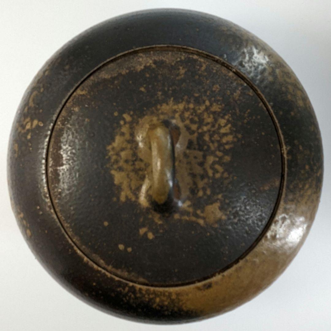 古い備前焼の水指 合箱 茶道具 茶器 抹茶 水差 食器 容器 花器 花瓶 花入