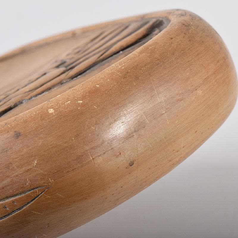 中国　書道具　日の出波刻　黄澄泥硯　C　R8324