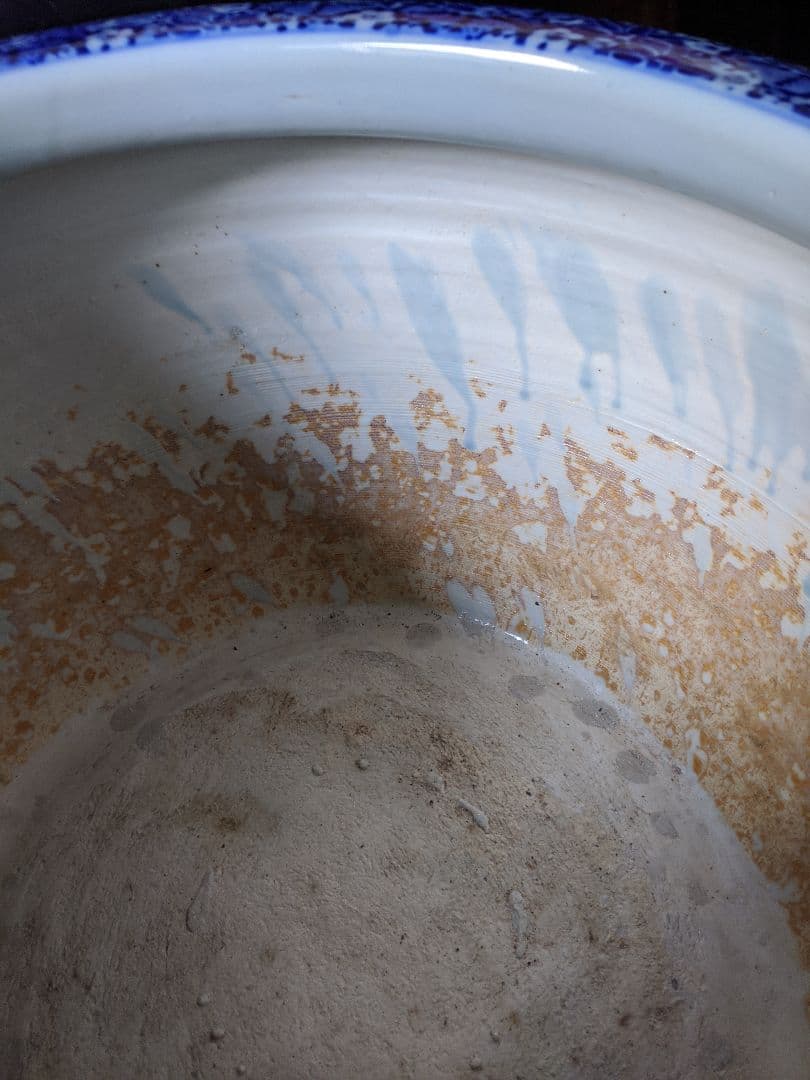 染め付け火鉢　瓢箪柄　鉢カバー　他用途鉢　伊万里　最大径47cm　レトロ【美品】