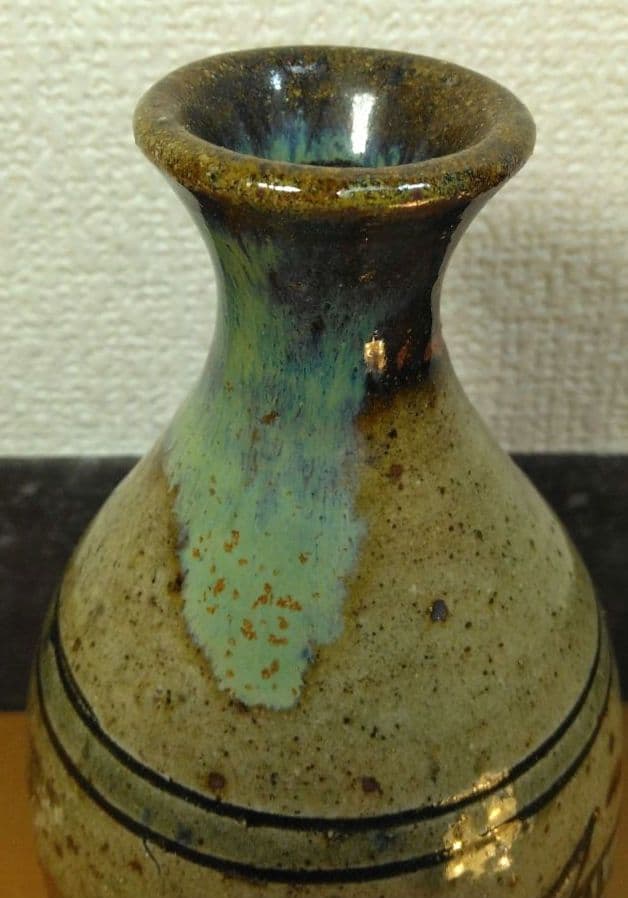 人間国宝 金城次郎 魚徳利 栞 共箱 無傷 壷屋焼 壺屋焼 やちむん 魚紋徳利