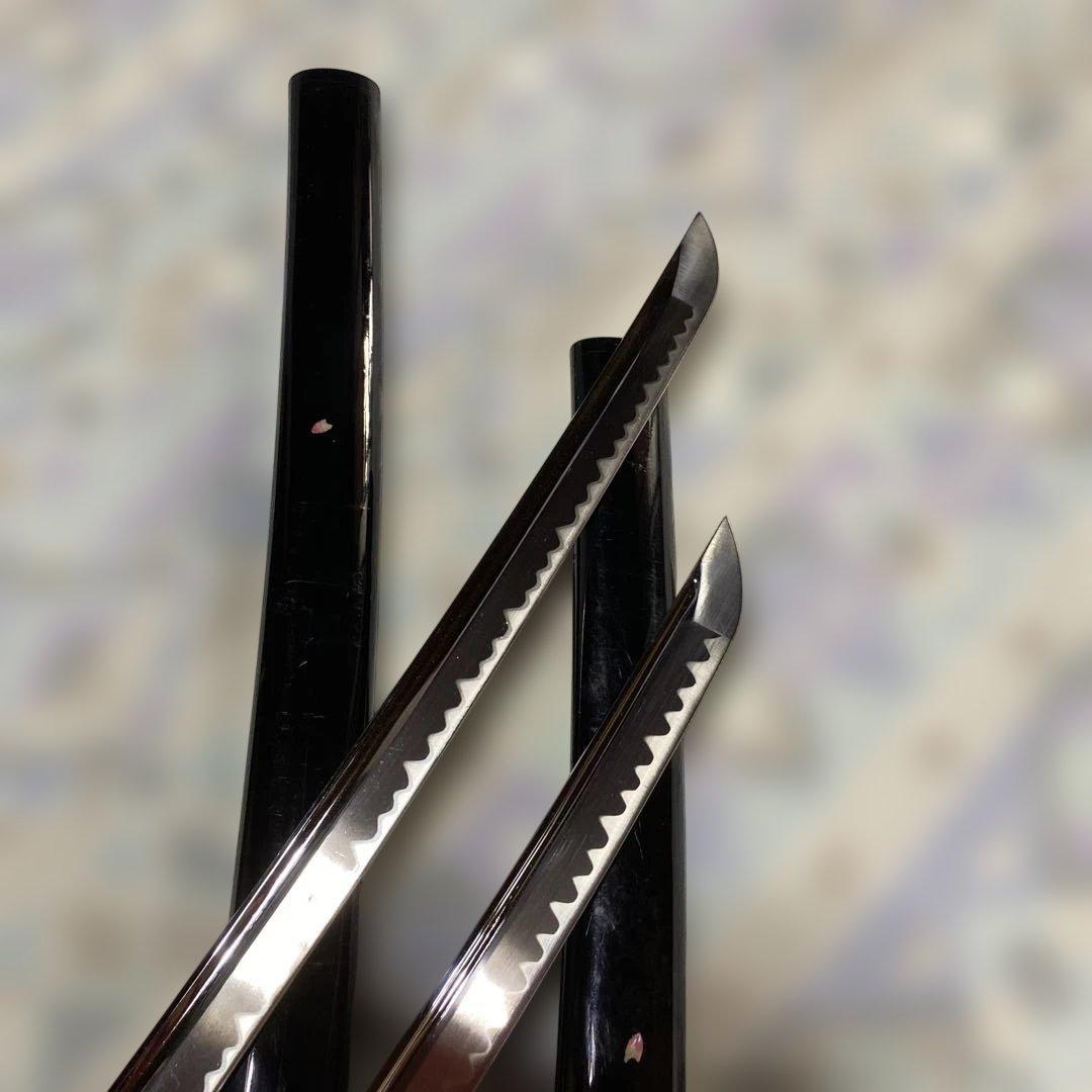 高級豪華版居合刀大小２本 青柄 桜透し木瓜鍔