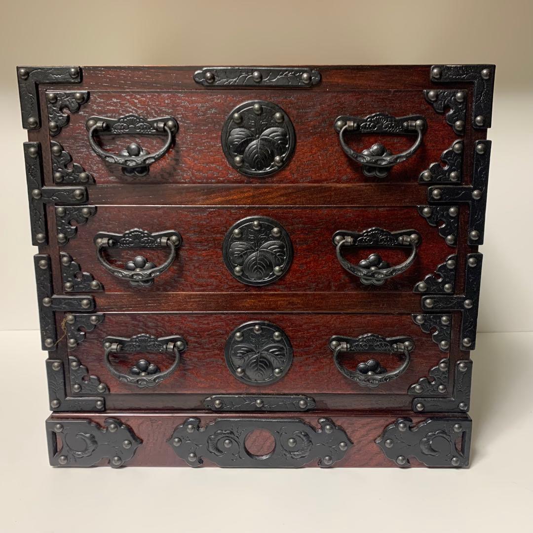 岩谷堂箪笥 三段整理箱 桜木家具製 小引き出し 収納 漆 南部鉄器 伝統工芸品