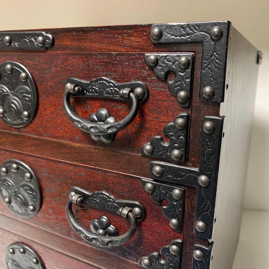 岩谷堂箪笥 三段整理箱 桜木家具製 小引き出し 収納 漆 南部鉄器 伝統工芸品