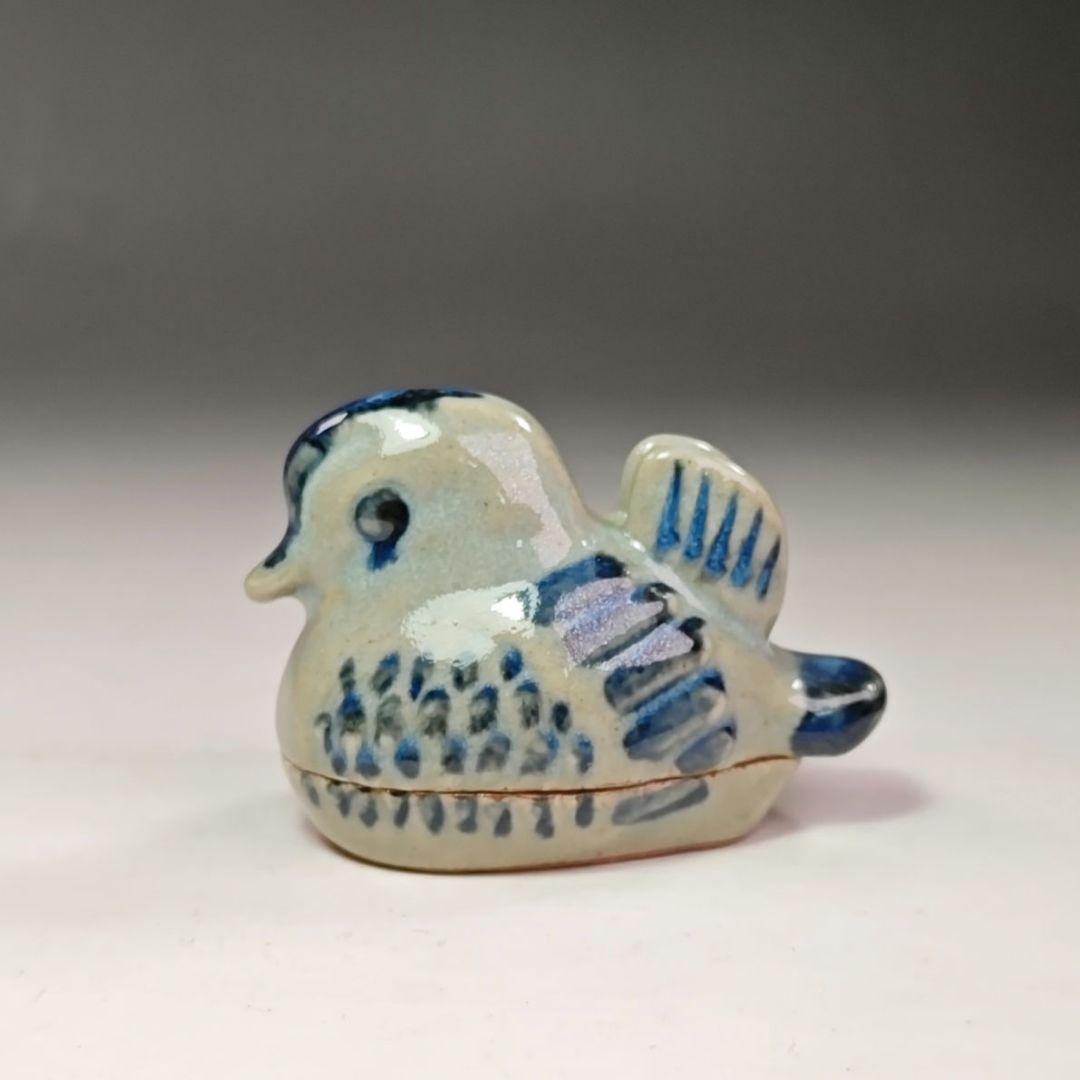 イ621 香合『膳所焼　陽炎園　オシドリ』『堀内宗完（兼中斎）極箱』茶道具