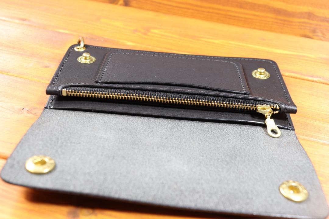 ロングトラッカーウォレット　真鍮　栃木レザー