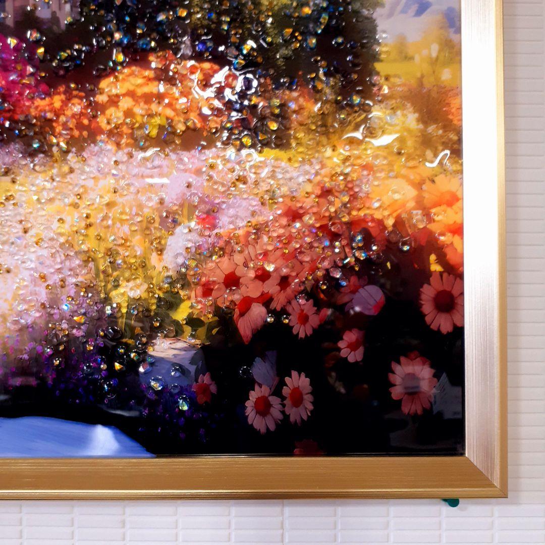 輸入雑貨　天然水晶石　『ヨーロッパ郊外・山奥の家』　クリスタルアート　ゴールド縁