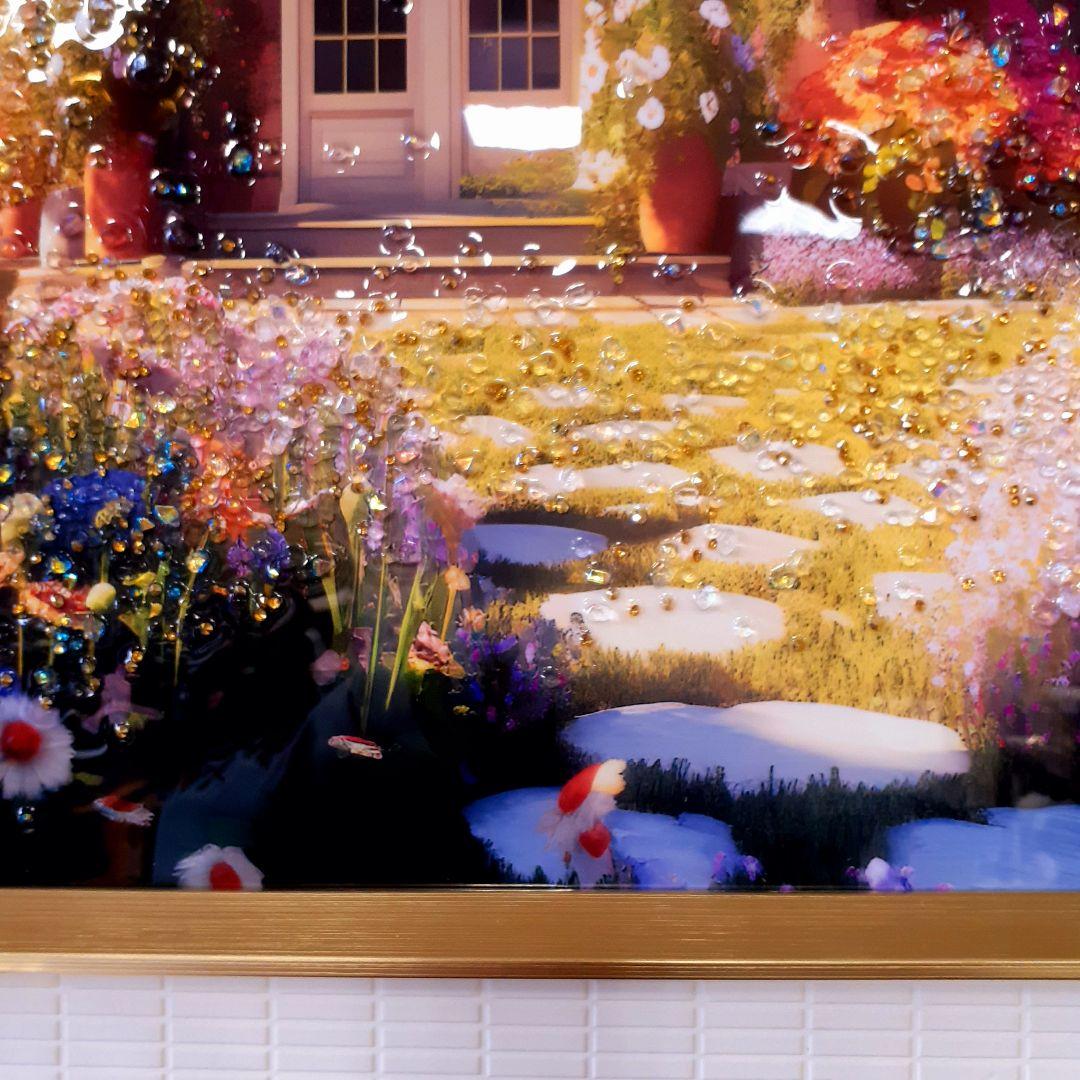 輸入雑貨　天然水晶石　『ヨーロッパ郊外・山奥の家』　クリスタルアート　ゴールド縁