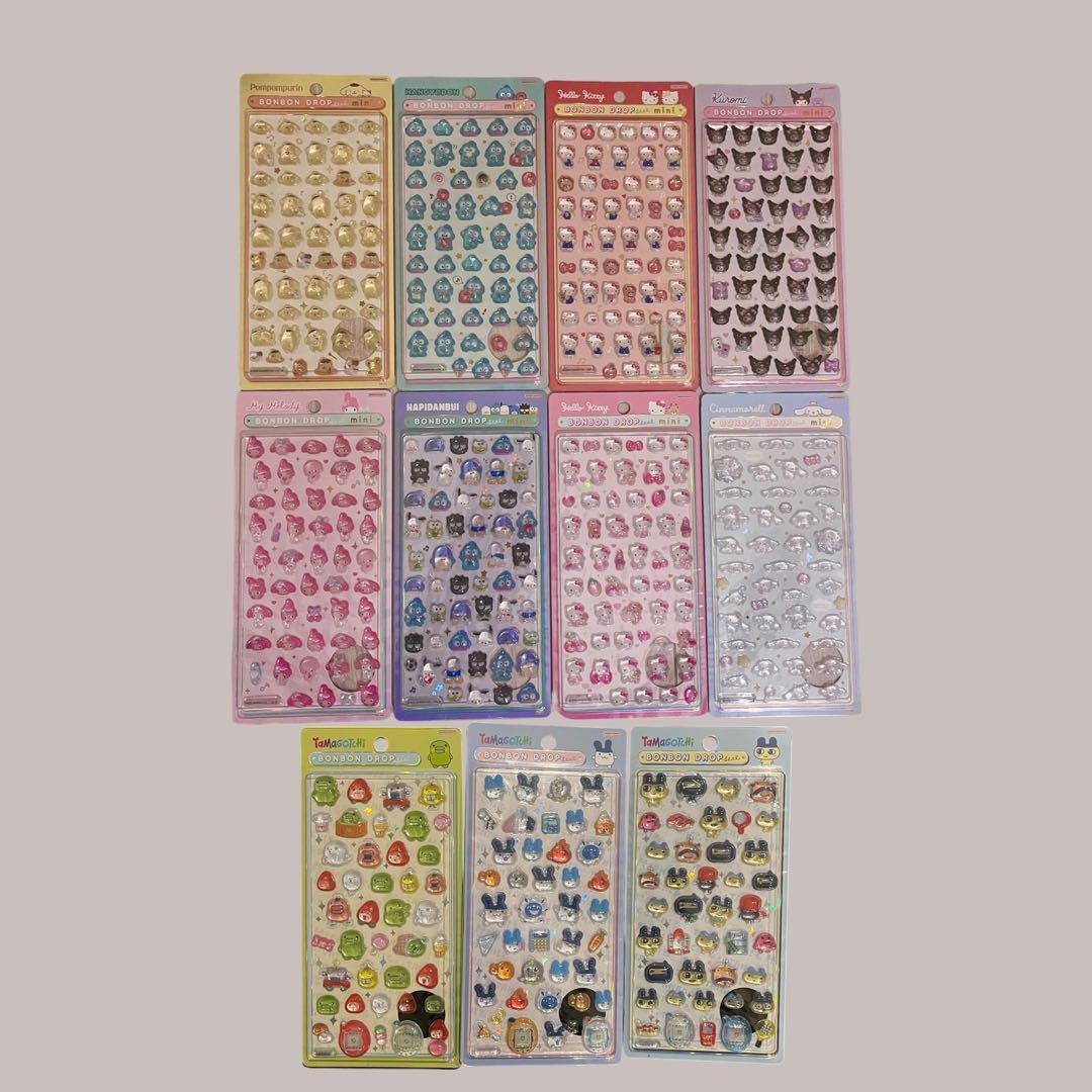 【正規品】ボンボンドロップシール ミニサンリオ8種・たまごっち3種Ａ