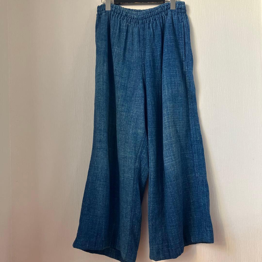 うさと　綿　藍染　ガウチョパンツ