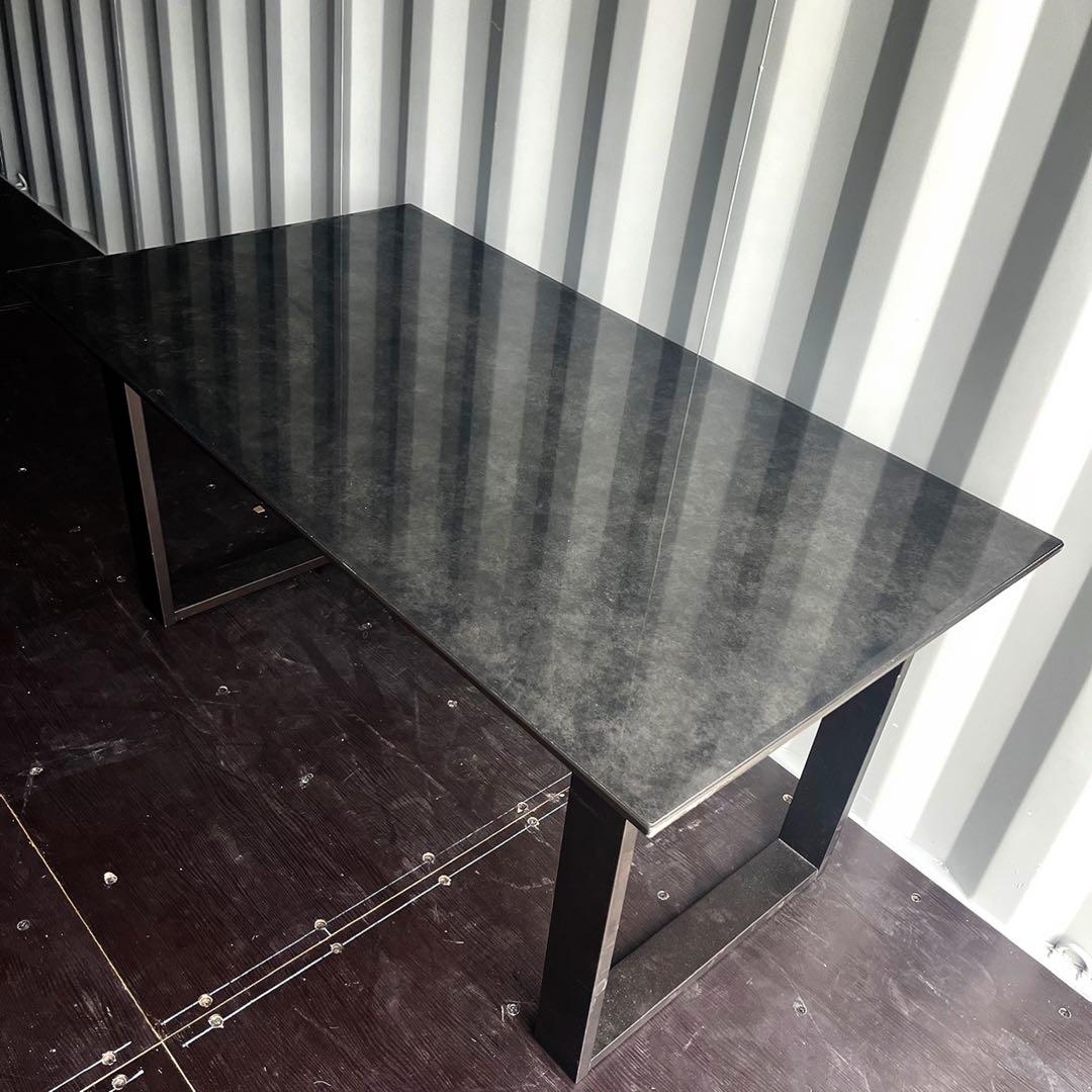 取付無料！松田家具 GT スタイリッシュモダンブラックガラスダイニングテーブル✨