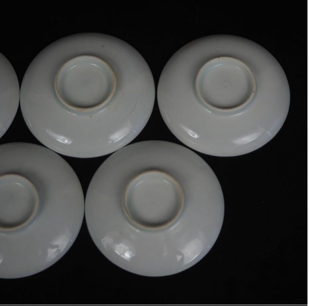 送料無料　大正～昭和初期　漢詩山水図茶碗５客　煎茶道具